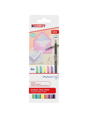 edding Fasermaler edding 1200 colourpen 1mm Packung mit 6 Farben