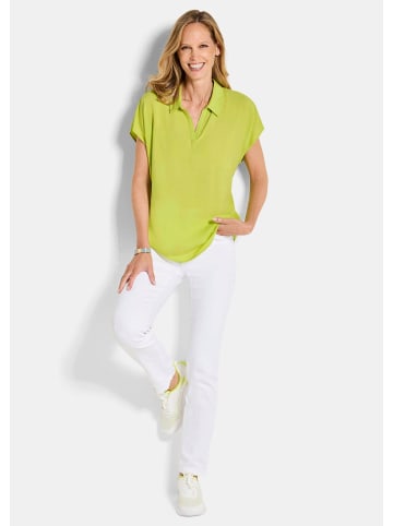 GOLDNER Schlupfbluse Uni Bluse mit Hemdkragen in hellgrün
