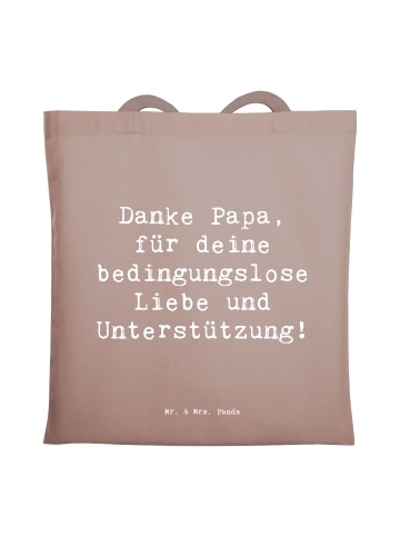 Mr. & Mrs. Panda Tote Bag Spruch Danke Papa mit Spruch in Braun Pastell