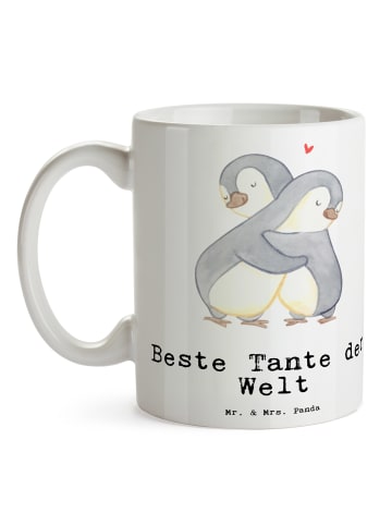 Mr. & Mrs. Panda Porzellantasse Pinguin Beste Tante der Welt mit... in Weiß