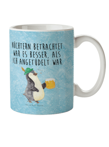 Mr. & Mrs. Panda Kindertasse Pinguin Bier mit Spruch in Eisblau