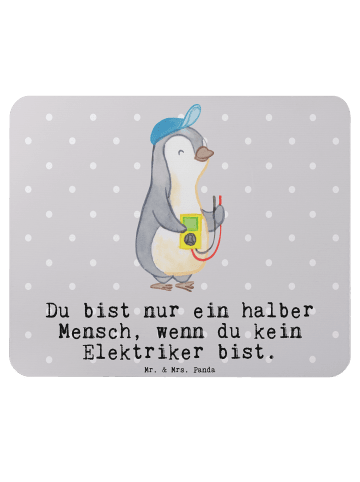 Mr. & Mrs. Panda Mauspad Elektriker Herz mit Spruch in Grau Pastell