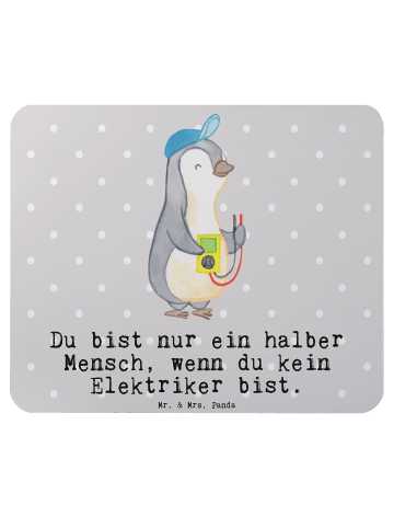 Mr. & Mrs. Panda Mousepad Elektriker Herz mit Spruch in Grau Pastell