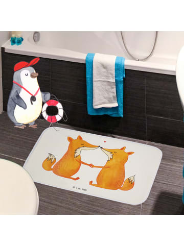 Mr. & Mrs. Panda Badezimmerteppich Füchse Liebe ohne Spruch in Weiß