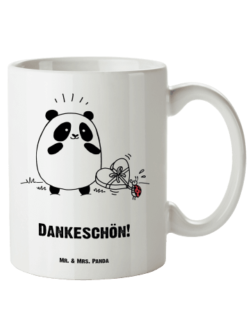 Mr. & Mrs. Panda Keramiktasse Panda Dankeschön mit Spruch in Weiß