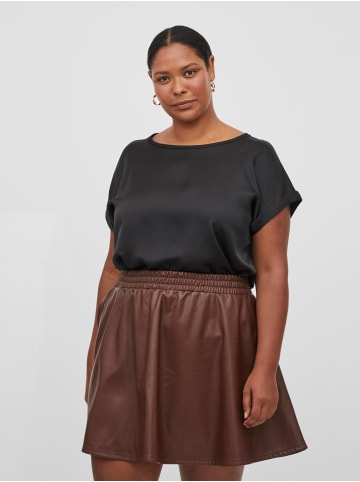 Vila Satin Blusen T-Shirt Plus Size Übergrößen Basic Top VIELLETTE in Schwarz