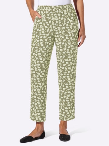 WITT WEIDEN Schlupfhose in khaki-weiß-bedruckt