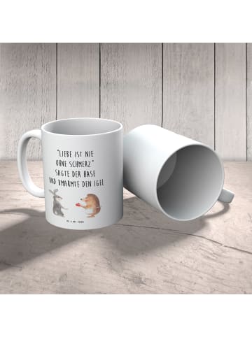 Mr. & Mrs. Panda Kindertasse Hase Igel mit Spruch in Weiß