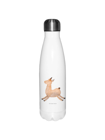Mr. & Mrs. Panda Thermosflasche Lama Springen ohne Spruch in Weiß
