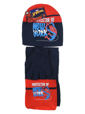 Spiderman 3er Set: Mütze, Schal und Handschuhe in Blau
