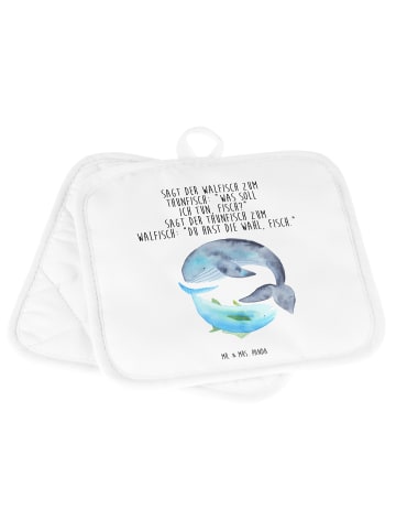 Mr. & Mrs. Panda Topflappen Walfisch Thunfisch mit Spruch in Weiß