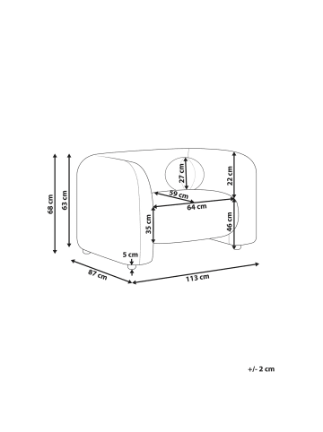 Beliani Sessel LEIREN in Braun - (W) 113 x (H) 68 x (L) 87 cm