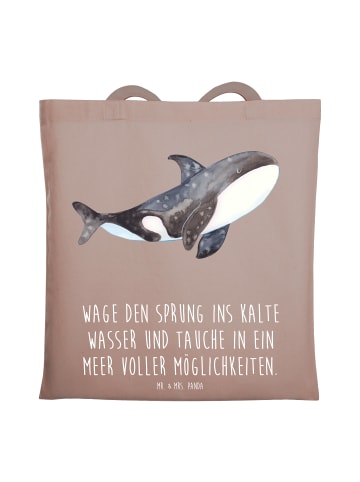 Mr. & Mrs. Panda Schultasche Orca mit Spruch in Braun Pastell