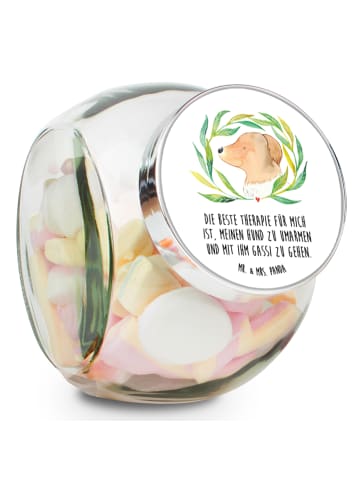 Mr. & Mrs. Panda keksdose glas Hund Blumen mit Spruch in Weiß
