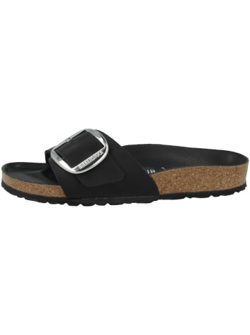 Birkenstock Pantolette Madrid Big Buckle geöltes Nubukleder schmal in schwarz