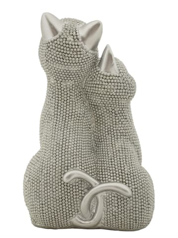 Mauro Ferretti Katzenpaar aus silbernem Kunstharz, 13 x 10 x 21 cm
