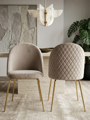 KADIMA DESIGN Design Esszimmerstuhl 2er Set Samt Gepolstert, Küchenstuhl in Beige