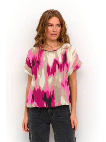 Kaffe Kurzarm-Bluse KAbeathe Loose fit in Pink Abstract Print