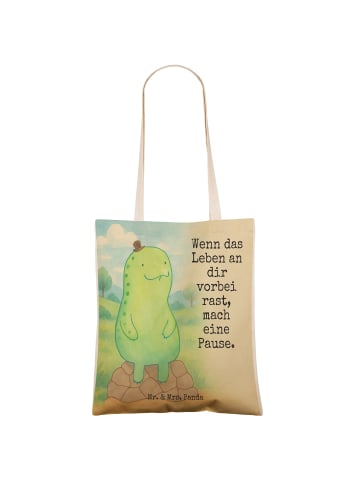 Mr. & Mrs. Panda Tote Bag Schildkröte Pause Design mit Spruch in Weiß