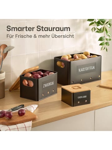 Praknu Kartoffel Aufbewahrungsbox 3er Set - Mit Belüftung für längere Frische