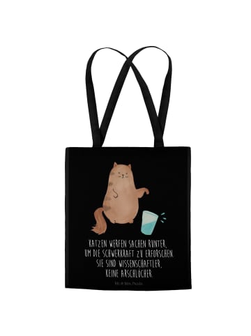 Mr. & Mrs. Panda Umhängetasche Katze Wasserglas mit Spruch in Schwarz