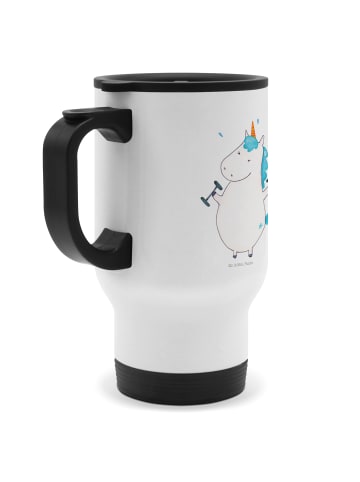 Mr. & Mrs. Panda Kaffeebecher Einhorn Fitness ohne Spruch in Weiß