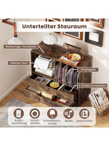 COSTWAY Plattenspielerständer in Braun