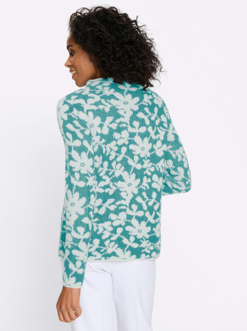 Sieh an! Jacquard-Pullover in ozean-ecru-gemustert