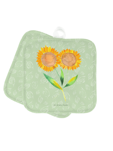 Mr. & Mrs. Panda Topflappen Blume Sonnenblume ohne Spruch in Blattgrün
