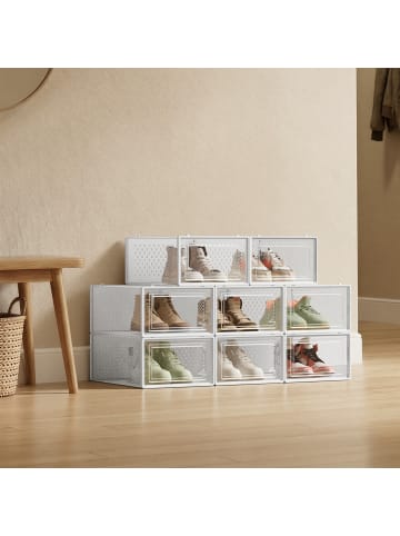 SONGMICS 8er-Set: Schuhbox Dennys in Transparent-Weiß - (B)23.1 x (H)14.3 x (T)33.3 cm