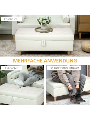 HOMCOM Sitzbank in Cremeweiß 115L x 50B x 43H cm