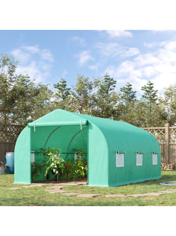 Outsunny Foliengewächshaus,450L × 300B × 205H cm,Grün