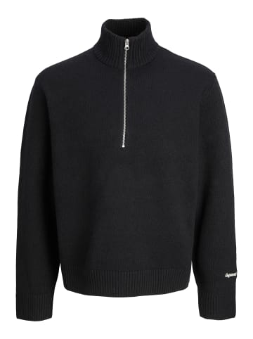 JACK & JONES Junior Strickjacke mit Viertelreißverschluss in Black