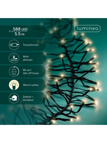 LUMINEO Lichterkette CLUSTER 588 LED 5,5 m, schwarzes Kabel in warm weiß