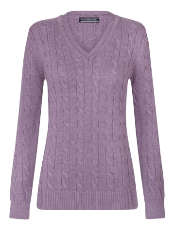 Felix Hardy Grobstrick Zopfmuster V-Ausschnitt Pullover in Lila-lm