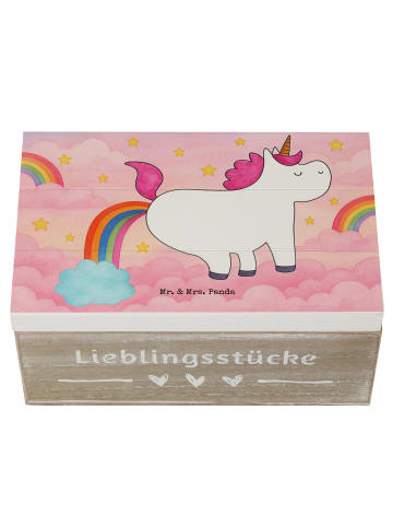 Mr. & Mrs. Panda Holzkiste Einhorn Pupsen Design ohne Spruch in Weiß