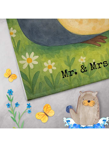 Mr. & Mrs. Panda Gästetuch Pinguin Blumen Design ohne Spruch in Weiß