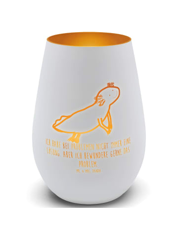 Mr. & Mrs. Panda Windlicht Axolotl Schwimmen mit Spruch in Weiß