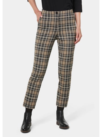 GOLDNER Glencheck-Hose LOUISA in camel / grau / gemustert