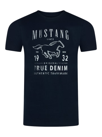 Mustang T-Shirt Basic Print Tee in Blau
