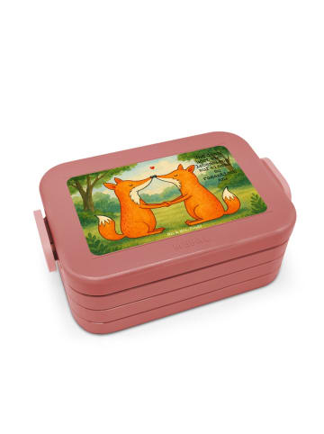 Mr. & Mrs. Panda Snackbox Füchse Liebe Design mit Spruch in Rot Pastell