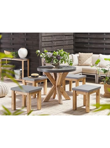 Beliani Esstisch OLBIA in Grau/Braun - (W) 90 x (H) 76 x (L) 90 cm