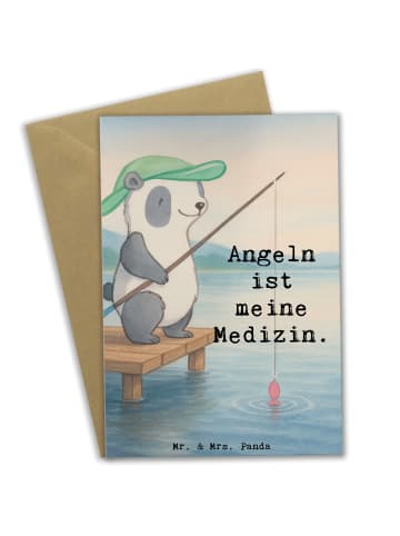 Mr. & Mrs. Panda babykarte Panda Angeln Design mit Spruch in Weiß