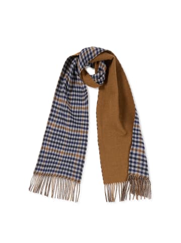 CASH-MERE.CH Bio Schal kariert in Camel und Grau und Navy