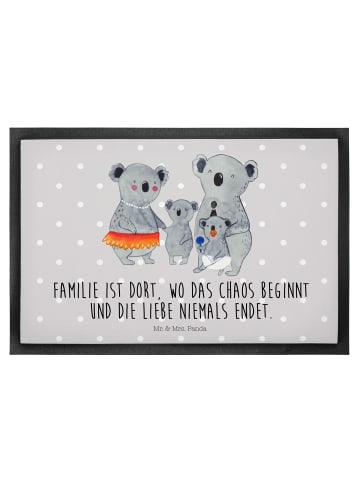 Mr. & Mrs. Panda Fußmatte Koala Familie mit Spruch in Grau Pastell