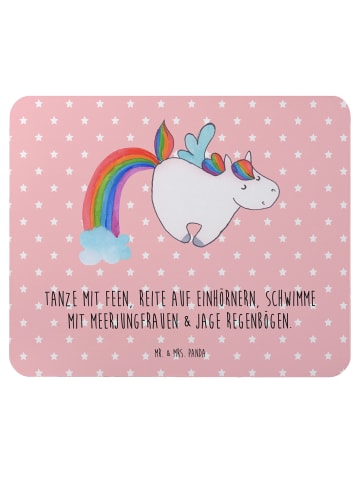 Mr. & Mrs. Panda Mauspad Einhorn Fliegendes Pferd mit Spruch in Rot Pastell