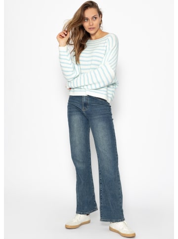 SASSYCLASSY Gestreifter Oversize Pullover mit Rückennaht in Offwhite