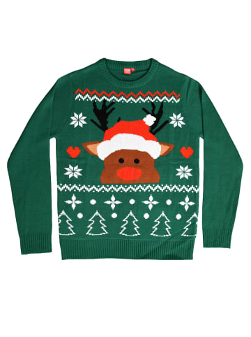 United Labels Winterpullover Rentier Winter Strick Pullover Sweatshirt Ugly Sweater in grün