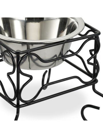 relaxdays Hundenapf in Schwarz/ Silber - (B)22 x (H)19 x (T)22 cm