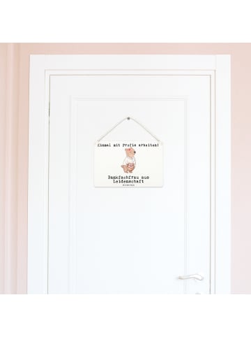 Mr. & Mrs. Panda Türschild Bankfachfrau Leidenschaft mit Spruch in Weiß